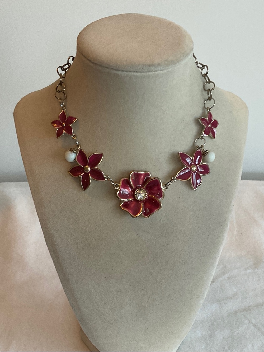 Women’s Pink Floral Statement Choker Necklace